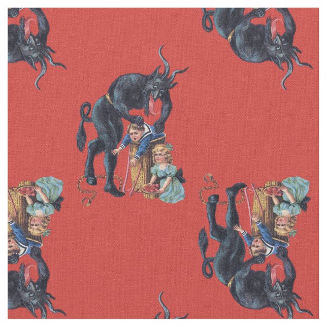 ugly christmas krampus antique red fabric (Close Up)
