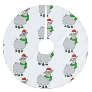 ugly christmas llama santa claus brushed polyester tree skirt