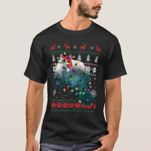 Ugly Christmas Manatee Santa Shirt Funny Manatee L