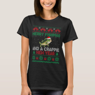Ugly Christmas Merry Fishmas And A Crape New Year  T-Shirt