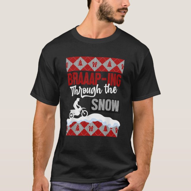 Ugly Christmas Motocross Motorcycle Enduro Dirt Bi T-Shirt (Front)