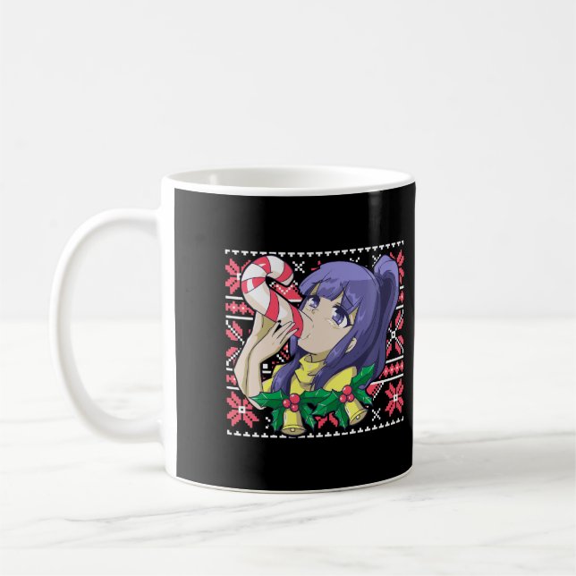 Ugly Christmas Otaku Ahegao Ecchi Etchi Lewd Henta Coffee Mug (Left)