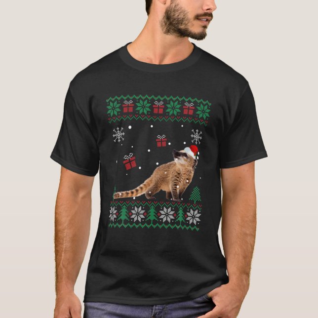 Ugly Christmas Pajama Sweater Coati Animals Lover (Front)