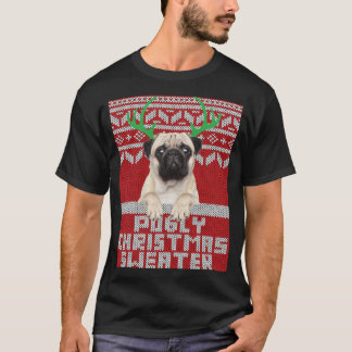 Ugly Christmas Pattern Cute Pug Pugly Christmas Sw T-Shirt
