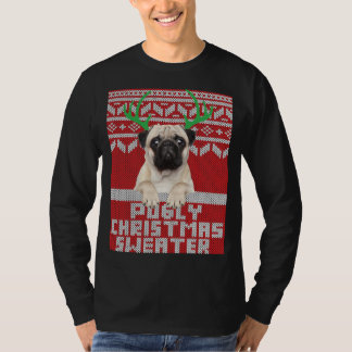 Ugly Christmas Pattern Cute Pug Pugly Christmas Sw T-Shirt