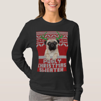 Ugly Christmas Pattern Cute Pug Pugly Christmas Sw T-Shirt