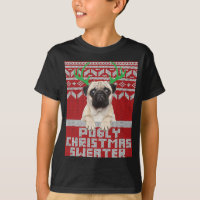 Ugly Christmas Pattern Cute Pug Pugly Christmas Sw