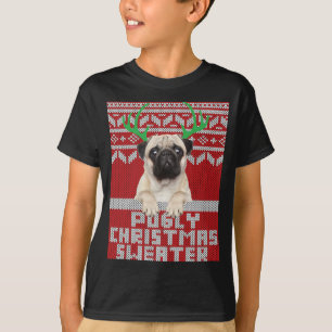 Ugly Christmas Pattern Cute Pug Pugly Christmas Sw T-Shirt