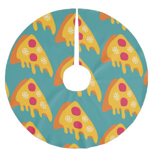  ugly christmas pepperoni pizza snowflakes winter  brushed polyester tree skirt