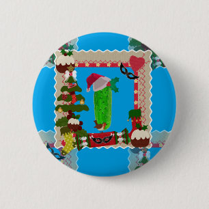 ugly christmas pickle 6 cm round badge
