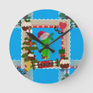ugly christmas pickle round clock