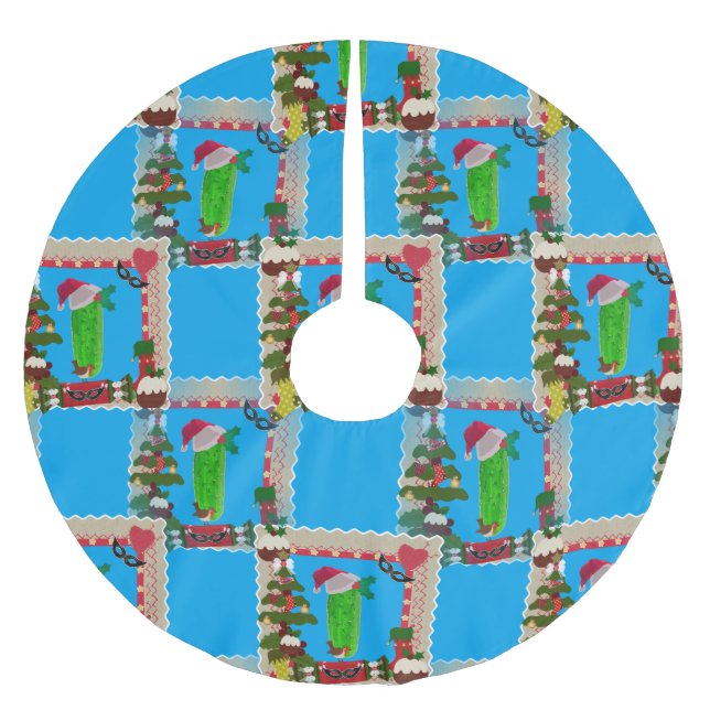 ugly christmas pickle xmas tree skirt (Front)