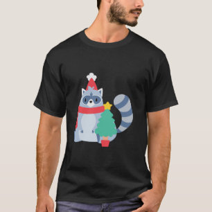 Ugly Christmas Raccoon Santa Xmas Tree Cute Happy  T-Shirt