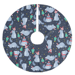 ugly christmas racoon santa claus xmas tree brushed polyester tree skirt