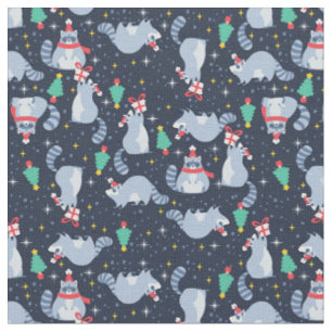ugly christmas racoon santa claus xmas tree fabric
