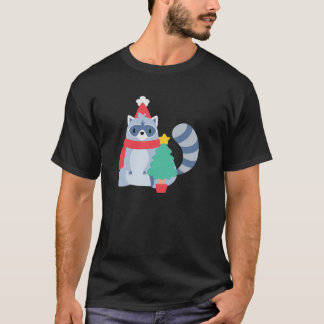 ugly christmas racoon santa xmas tree cute happy  T-Shirt