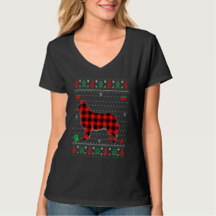 Ugly Christmas Red Plaid Border Collie Dog Matchi T-Shirt