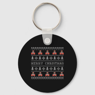 Ugly Christmas Red Santa Hat French Bulldog Xmas F Key Ring
