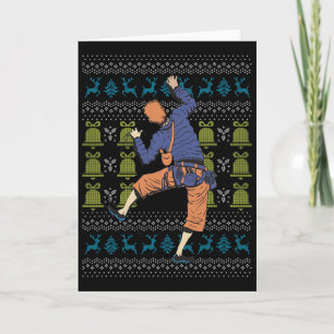 Ugly Christmas Rock Climbing Climber Santa Claus N Card