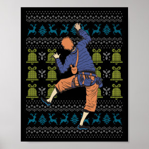 Ugly Christmas Rock Climbing Climber Santa Claus N Poster