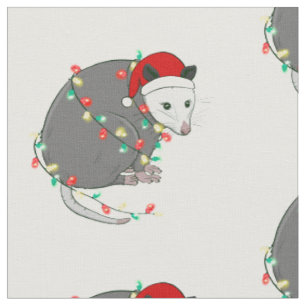 ugly christmas santa claus opossum fabric