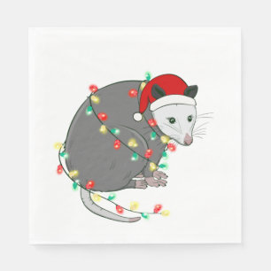 ugly christmas santa claus opossum napkin