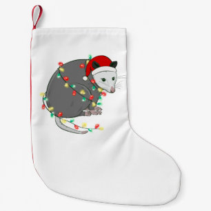 ugly christmas santa claus opossum small christmas stocking