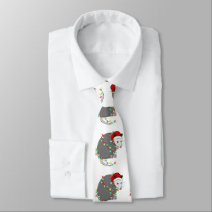 ugly christmas santa claus opossum tie