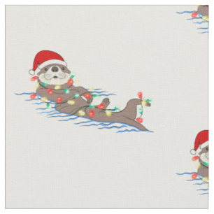 ugly christmas santa claus otter fabric