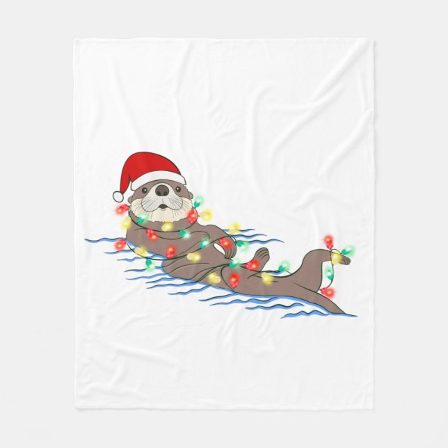 ugly christmas santa claus otter fleece blanket (Front)