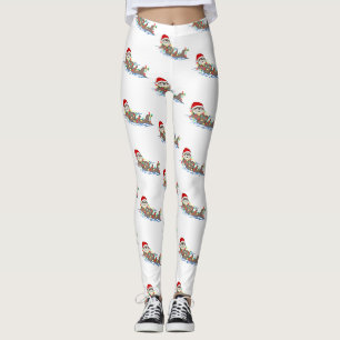 ugly christmas santa claus otter leggings