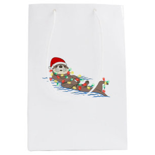 ugly christmas santa claus otter medium gift bag