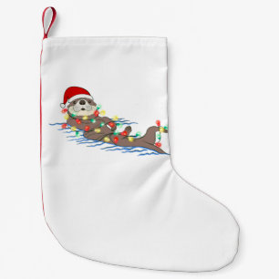 ugly christmas santa claus otter small christmas stocking