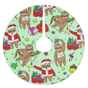 ugly christmas santa claus sloth brushed polyester tree skirt