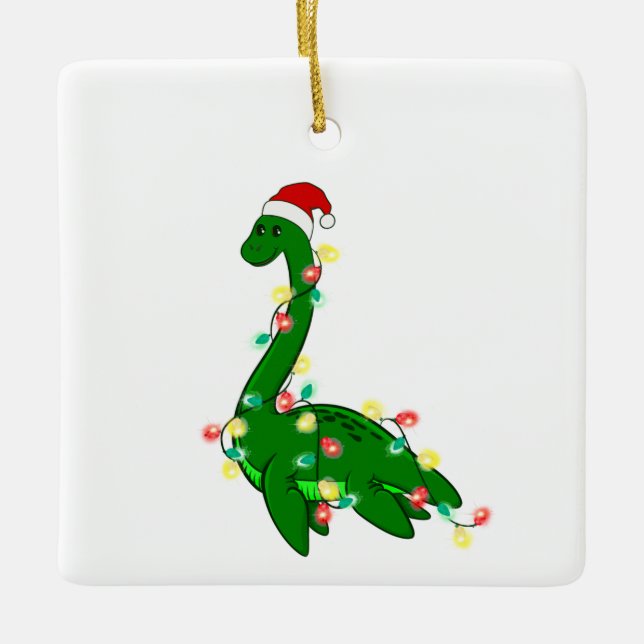 ugly christmas santa Loch ness Monster Ceramic Ornament (Front)