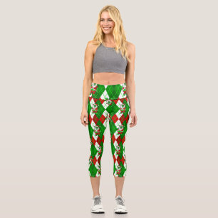 ugly christmas santa zombie argyle  capri leggings