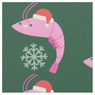 ugly christmas shrimp santa snowflake fabric