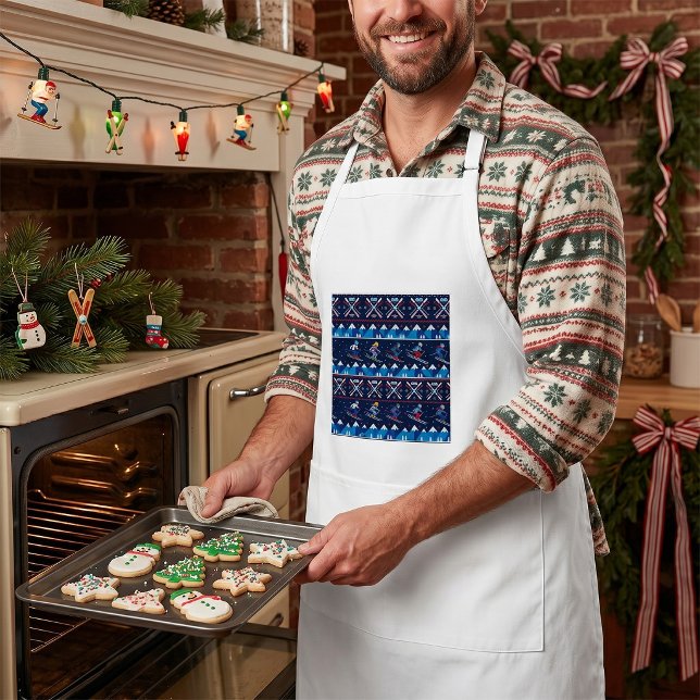Ugly Christmas Ski Pattern Holiday  Standard Apron (Creator Uploaded)