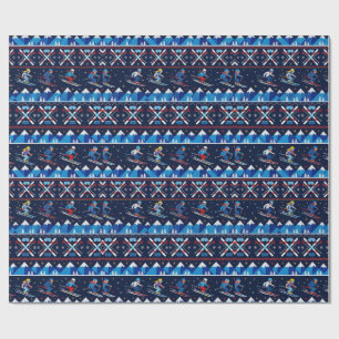 Ugly Christmas Ski Pattern Holiday Wrapping Paper
