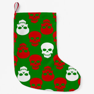 ugly christmas skulls red white green small christmas stocking