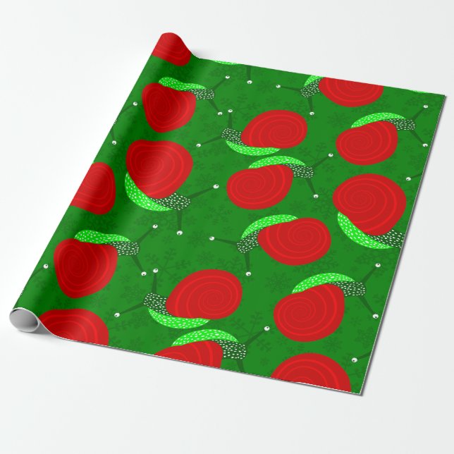 ugly christmas snails snowflakes bugs insects wrapping paper (Unrolled)
