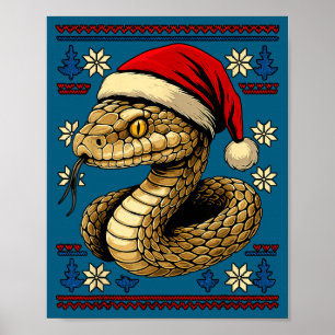Ugly Christmas Snake Santa Hat  Poster
