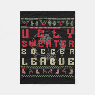 Ugly Christmas Soccer – Funny Ugly Sweater Shirt  Fleece Blanket