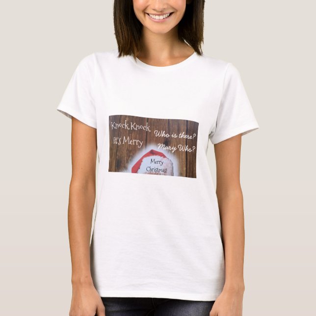 Ugly Christmas Style Funny Mary Joke Santa Hat T-Shirt (Front)