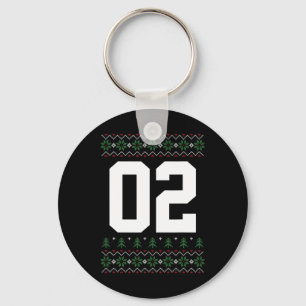 Ugly Christmas Style Jersey Number 02 Holiday Part Key Ring