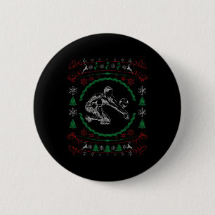 Ugly Christmas Style Volleyball Funny Xmas 6 Cm Round Badge