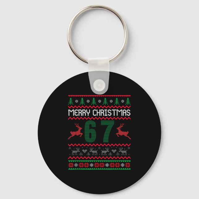 Ugly Christmas Sweater 67 Design  Key Ring (Front)