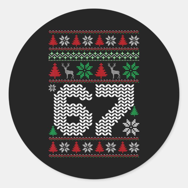 Ugly Christmas Sweater 67 Six Seven 6 7 Meme Funny Classic Round Sticker (Front)