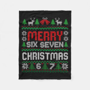 Ugly Christmas Sweater 67 Six Seven 6 7 Meme Funny Fleece Blanket