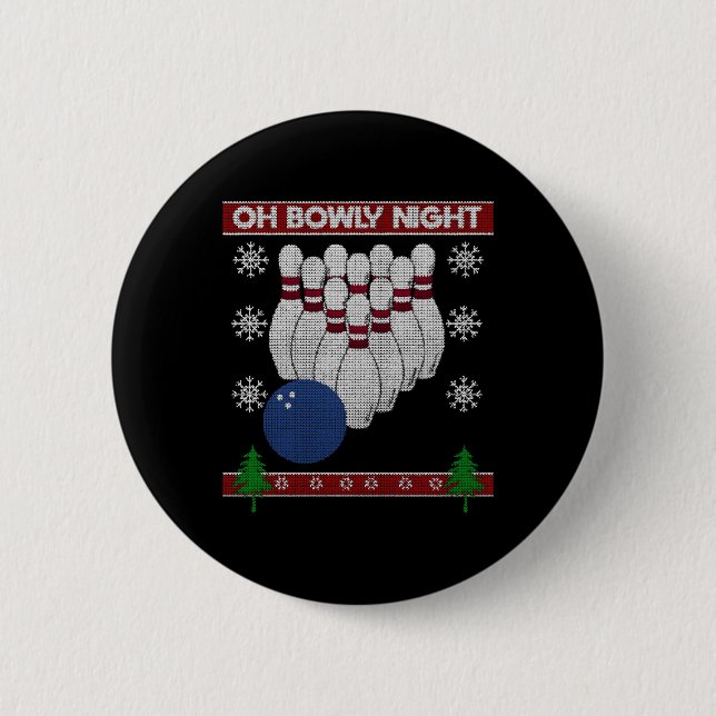 Ugly Christmas Sweater Bowling Bowlers Christmas 6 Cm Round Badge (Front)